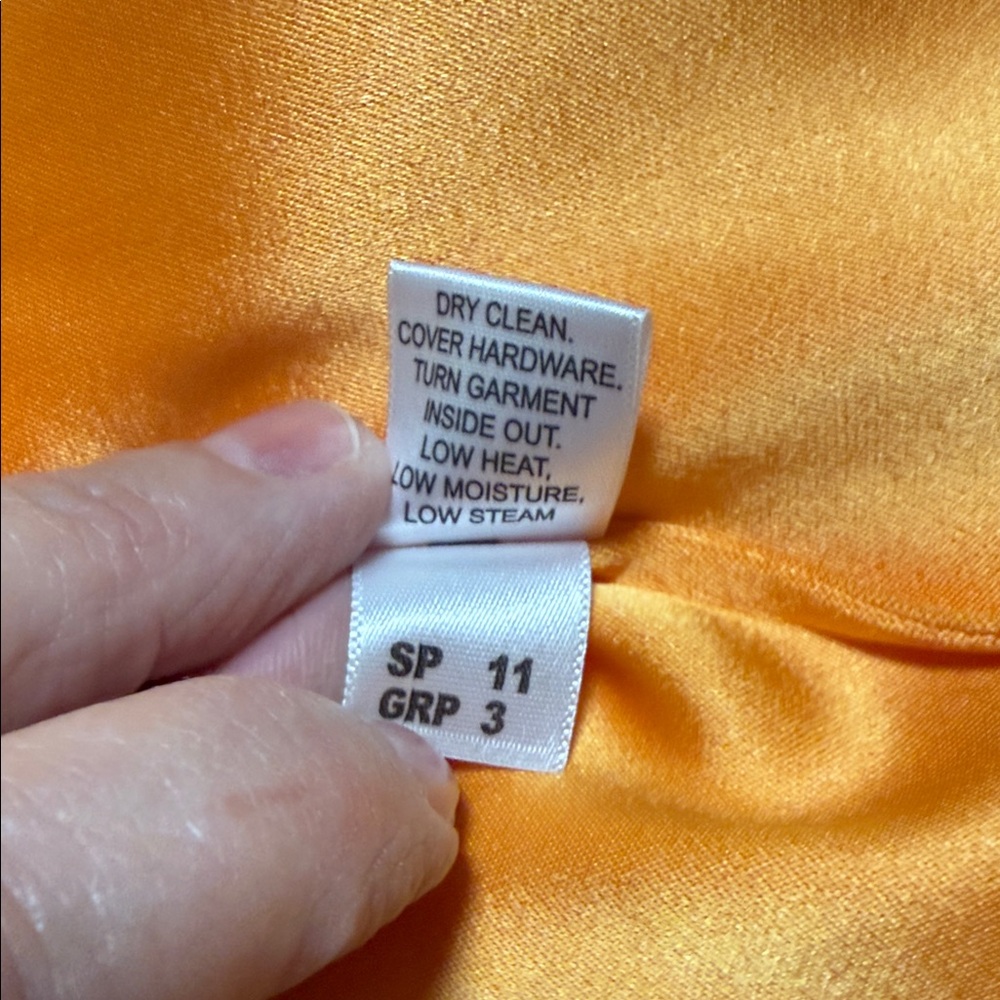 St. John Sophisticated Design Dolman Sleeves Orange Satin Button-Down Shirt - Picture 8 of 9